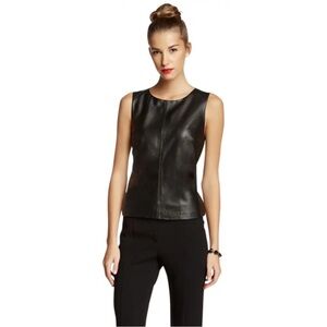 Trina Turk Black Sleeveless Genuine Leather Top